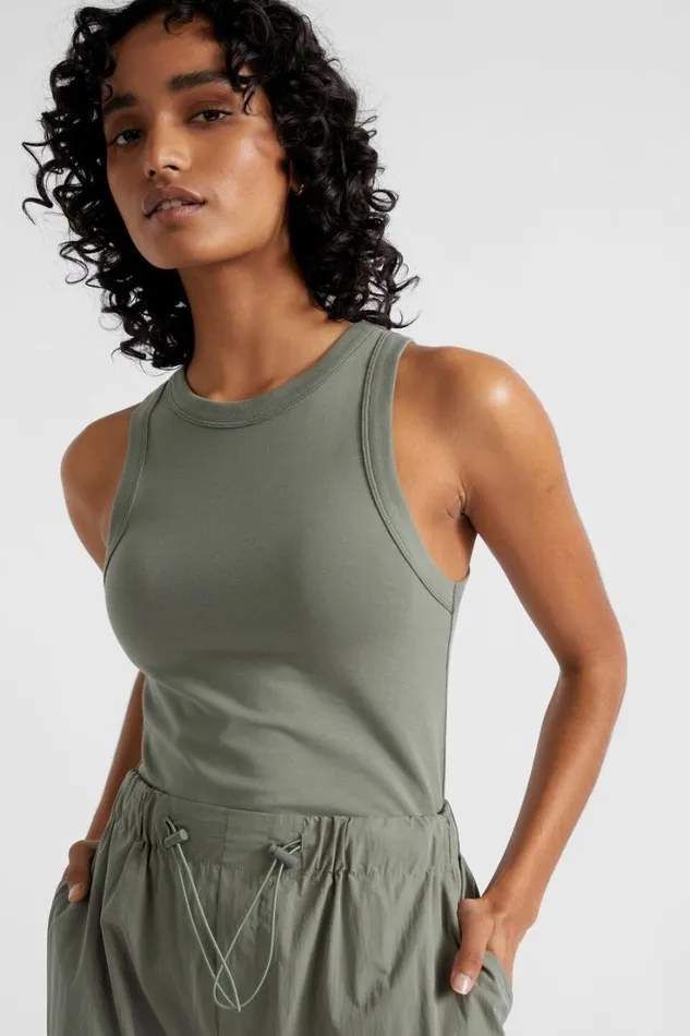 TShirts and Tops Woman Seed Heritage Core Fitted Tank Smokey Olive