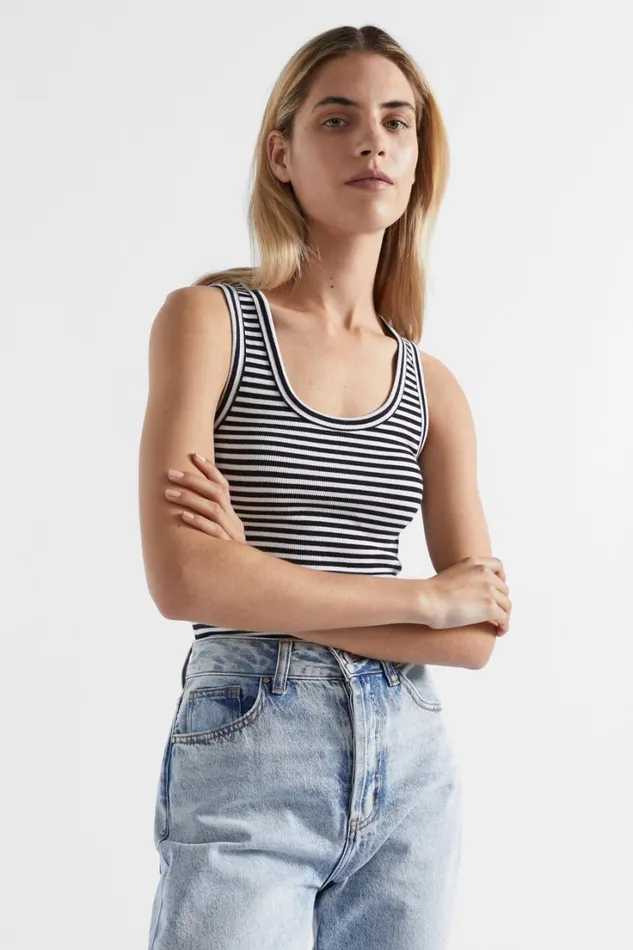 TShirts and Tops Woman Seed Heritage Core Rib Singlet Mono Stripe