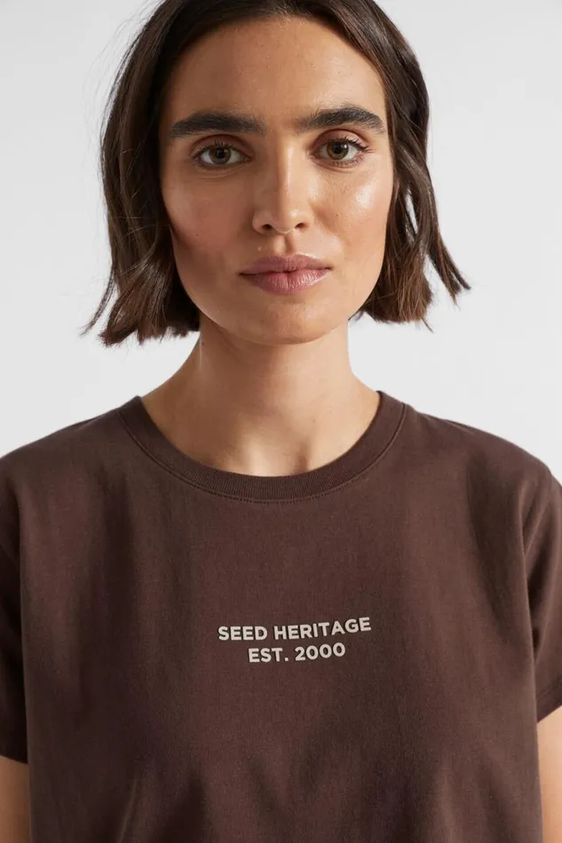 TShirts and Tops Woman Seed Heritage Logo Printed Crew Tee Deep Raisin