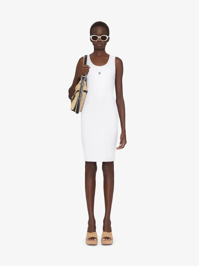 Tank Dress In Cotton With 4g Detail White Women Givenchy Dresses
