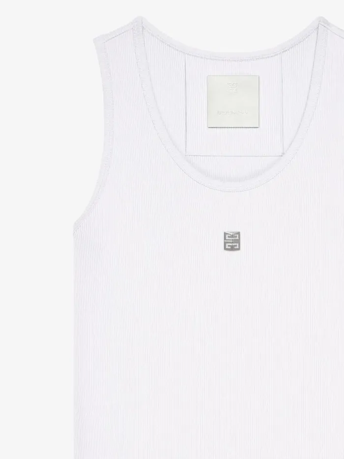 Tank Dress In Cotton With 4g Detail White Women Givenchy Dresses