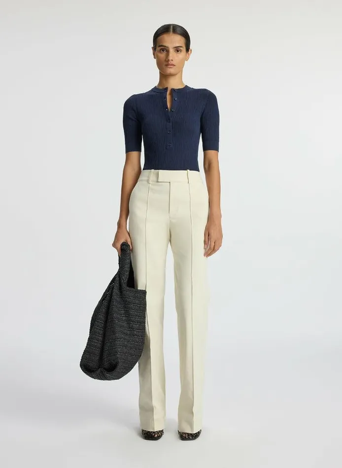 Tees and Tanks Women ALC Fisher Fine Cotton Knit Top Navy Tees and Tanks Women ALC Fisher Fine Cotton Knit Top Navy