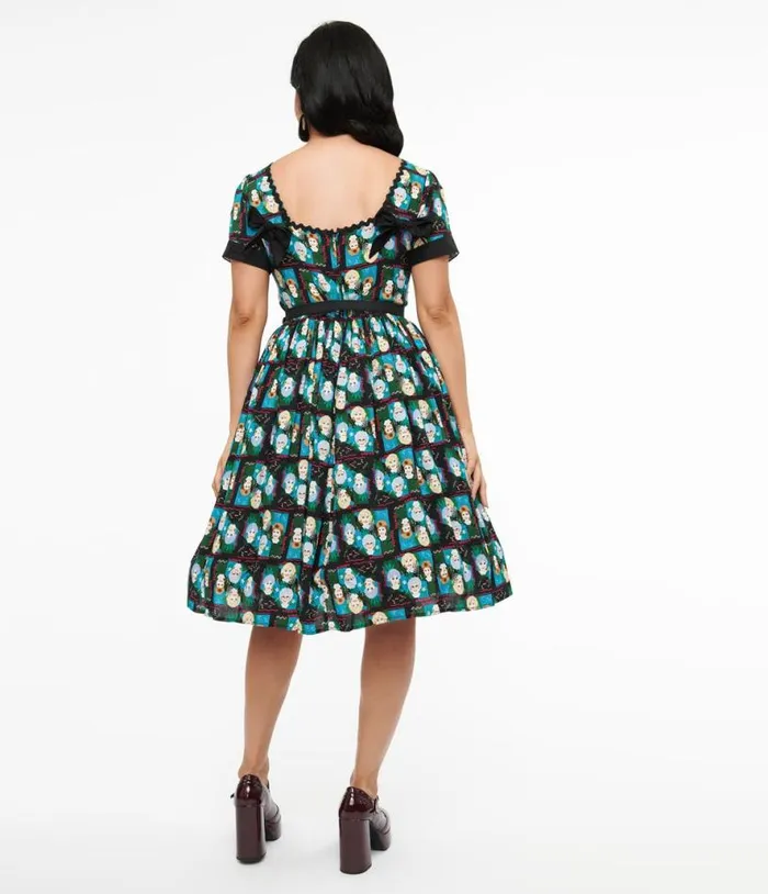 The Golden Girls X Black and Blue The Golden Girls Print Swing Dress Dresses Unique Vintage Swing
