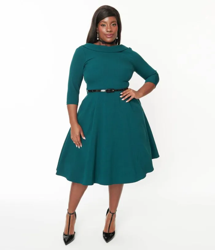 The Pretty Dress Company Forest Green Grace Fit and Flare Dress DressesPlus Unique Vintage Swing The Pretty Dress Company Forest Green Grace Fit and Flare Dress DressesPlus Unique Vintage Swing