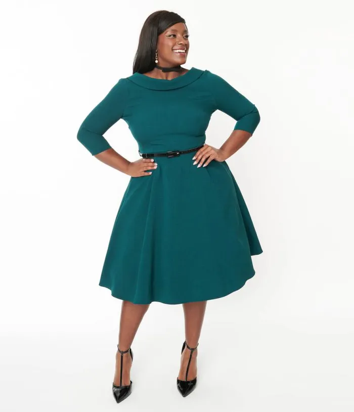 The Pretty Dress Company Forest Green Grace Fit and Flare Dress DressesPlus Unique Vintage Swing