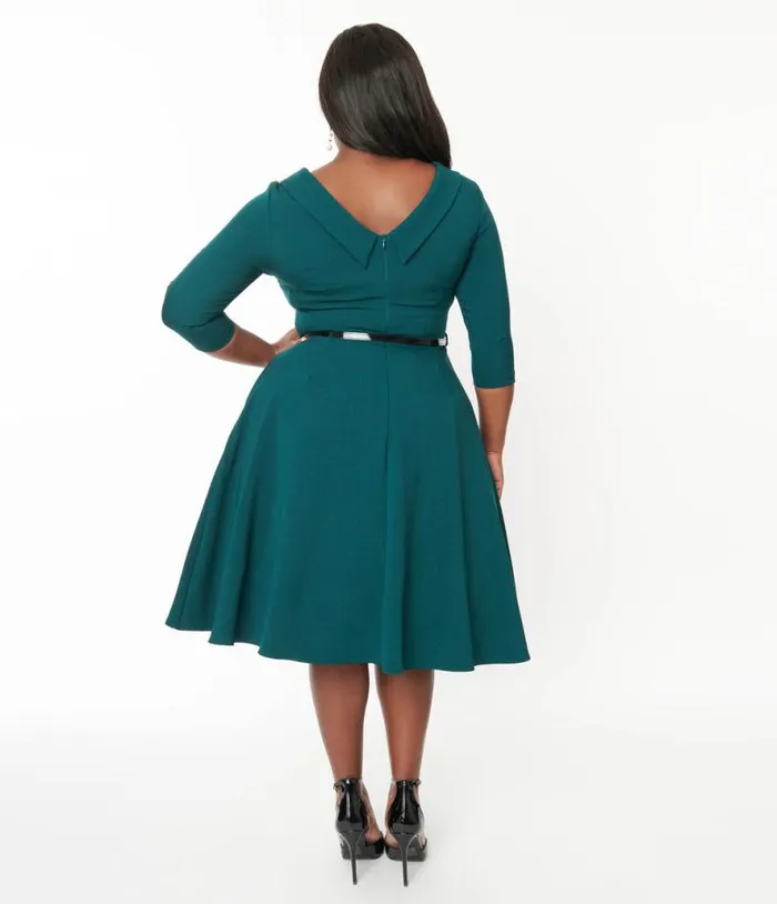 The Pretty Dress Company Forest Green Grace Fit and Flare Dress DressesPlus Unique Vintage Swing