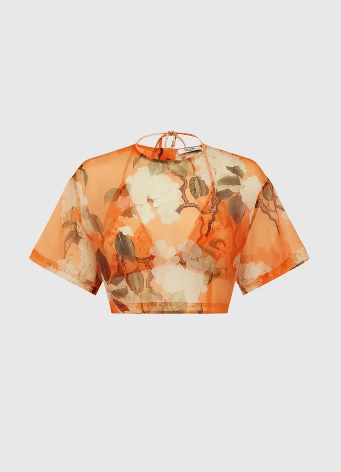 Tops and Shirts Women LEO LIN Indie Sleeve Top 8211 Hydrangea Print In Tangerine Tops and Shirts Women LEO LIN Indie Sleeve Top 8211 Hydrangea Print In Tangerine