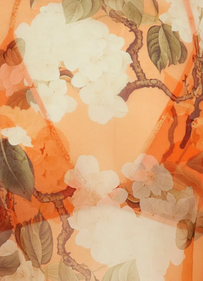 Tops and Shirts Women LEO LIN Indie Sleeve Top 8211 Hydrangea Print In Tangerine