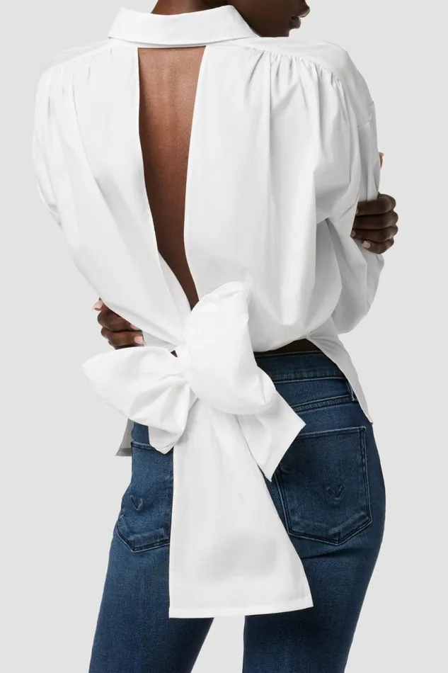 Tops and Sweaters Women Hudson Jeans Wrap Poplin Top White