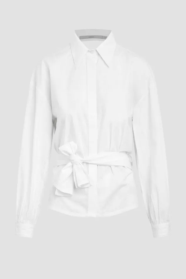 Tops and Sweaters Women Hudson Jeans Wrap Poplin Top White Tops and Sweaters Women Hudson Jeans Wrap Poplin Top White