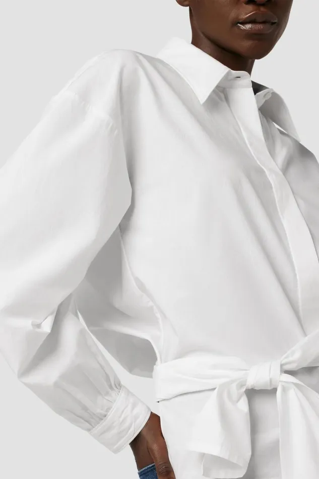 Tops and Sweaters Women Hudson Jeans Wrap Poplin Top White Tops and Sweaters Women Hudson Jeans Wrap Poplin Top White