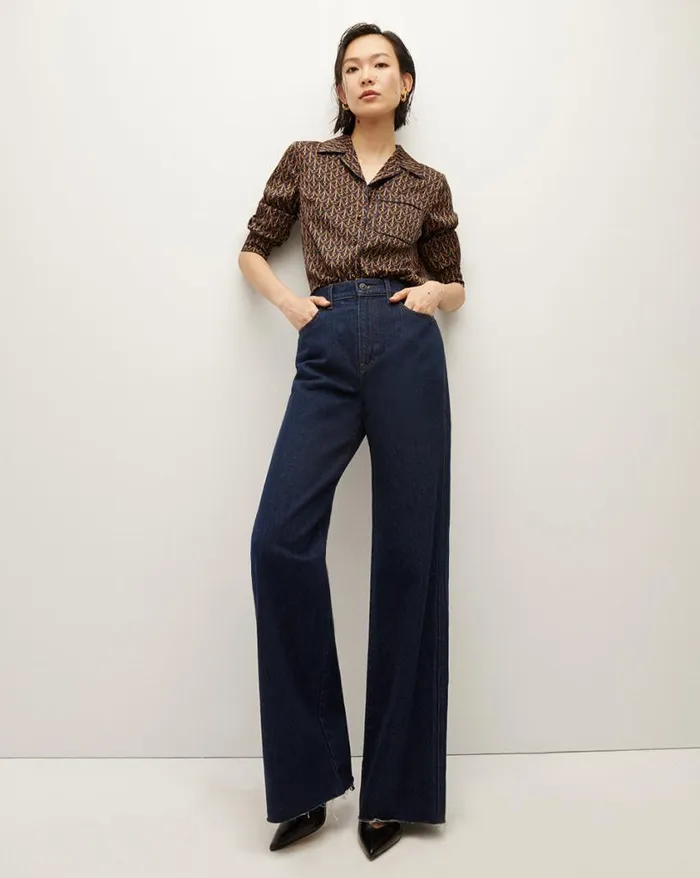 Tops and Tees Shop Veronica Beard Adele StirrupPrint Top Navy Multi