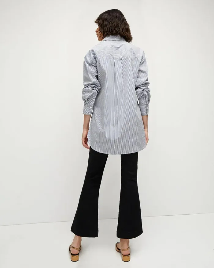 Tops and Tees Shop Veronica Beard Lloyd Striped ButtonDown Top Logo Crest Blueoffwhite