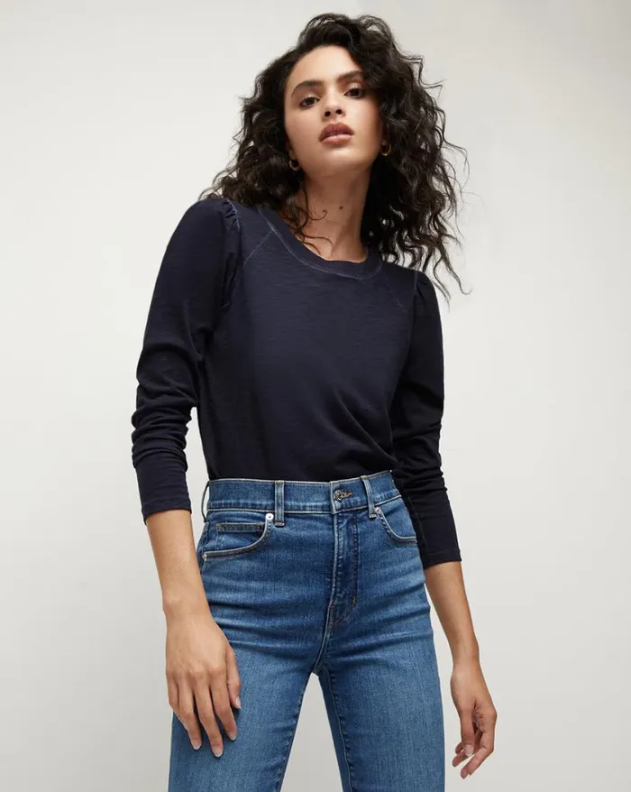 Tops and Tees Shop Veronica Beard Mason Baseball Tee Navy