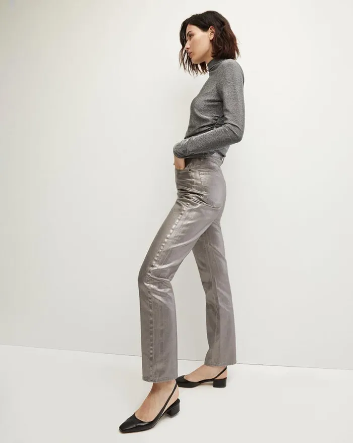 Tops and Tees Shop Veronica Beard Mylie Metallic Top Gunmetal