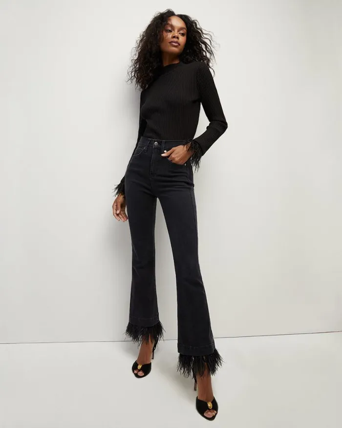 Tops and Tees Shop Veronica Beard Pierre FeatherTrim Tee Black