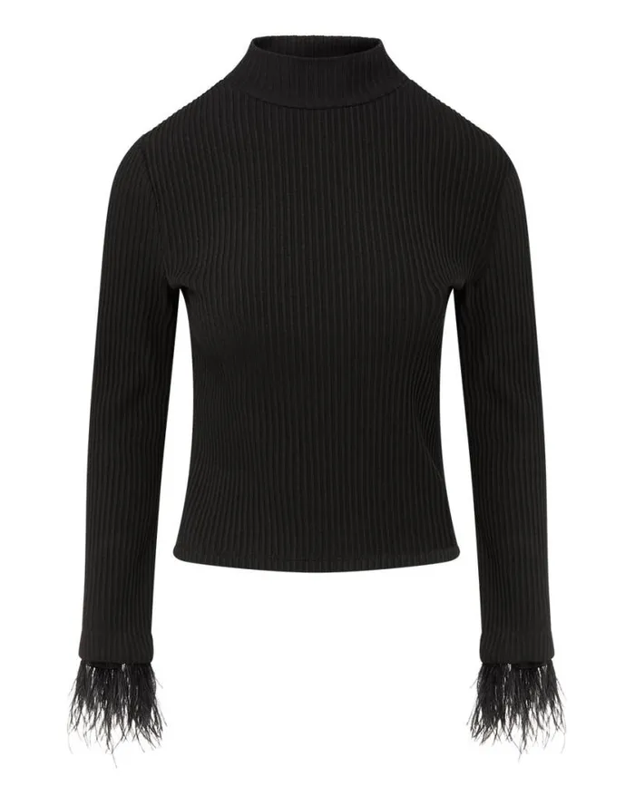 Tops and Tees Shop Veronica Beard Pierre FeatherTrim Tee Black