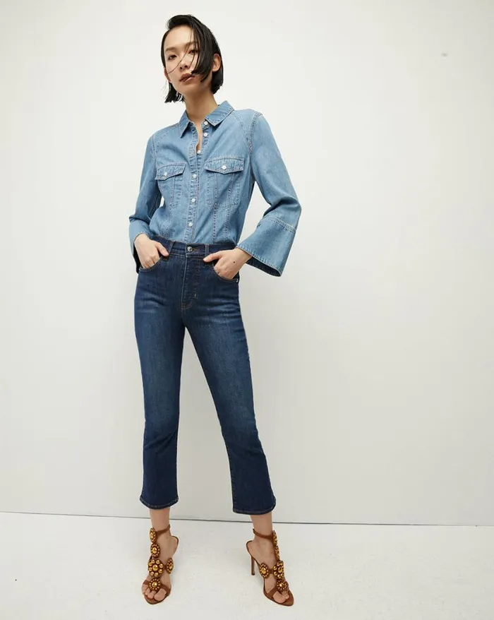 Tops and Tees Shop Veronica Beard Tivi Denim Shirt Iceberg