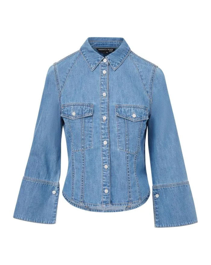Tops and Tees Shop Veronica Beard Tivi Denim Shirt Iceberg
