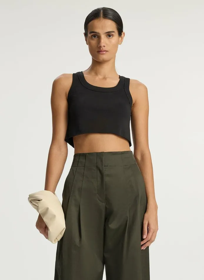 Tops Women ALC Halsey Cropped Cotton Rib Tank Black