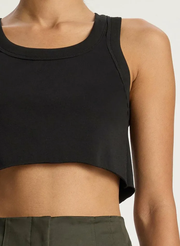 Tops Women ALC Halsey Cropped Cotton Rib Tank Black Tops Women ALC Halsey Cropped Cotton Rib Tank Black