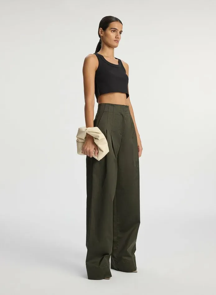 Tops Women ALC Halsey Cropped Cotton Rib Tank Black Tops Women ALC Halsey Cropped Cotton Rib Tank Black