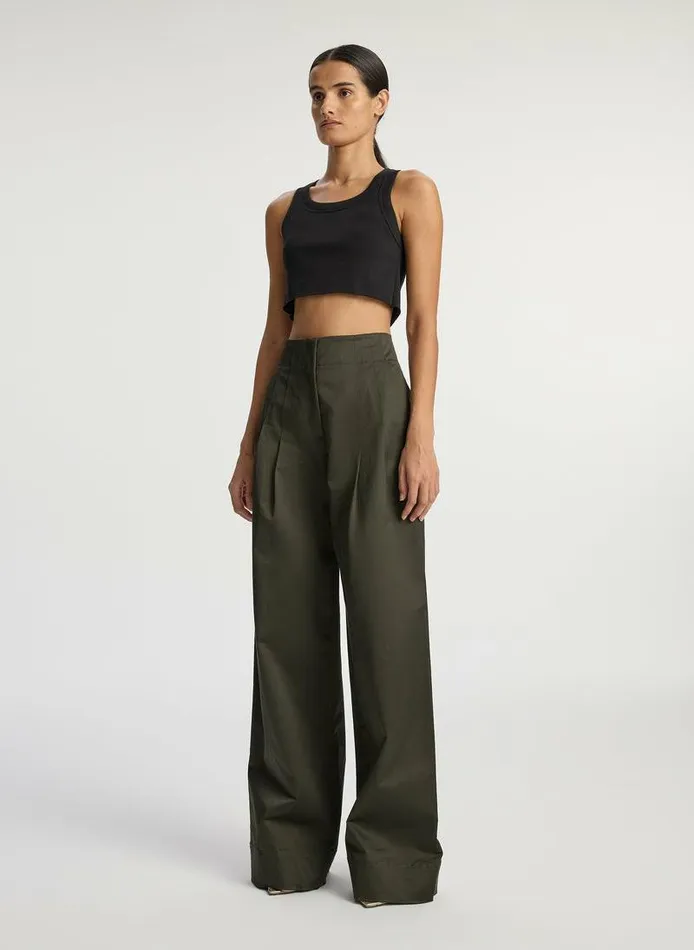 Tops Women ALC Halsey Cropped Cotton Rib Tank Black Tops Women ALC Halsey Cropped Cotton Rib Tank Black