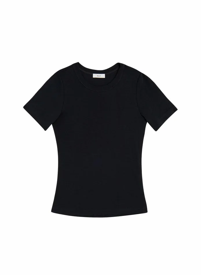 Tops Women ALC Paloma Cotton Rib Baby Tee Black Tops Women ALC Paloma Cotton Rib Baby Tee Black