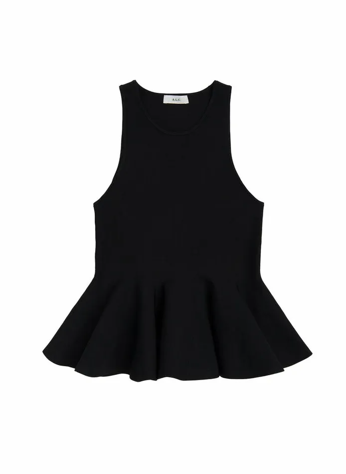 Tops Women ALC Talia Peplum Knit Top Black Tops Women ALC Talia Peplum Knit Top Black
