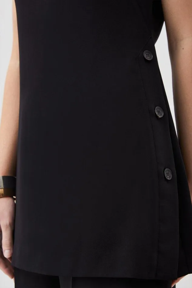 Tops Women Karen Millen Soft Tailored Button Detail Sleeveless Top Black