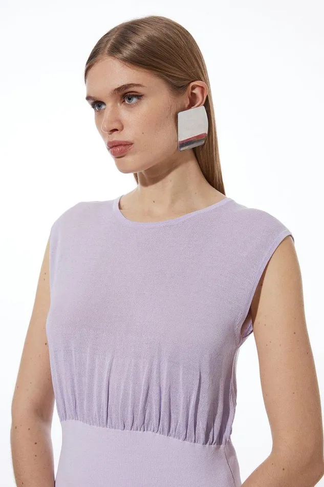 Tops Women Karen Millen Summer RibCrepeKnit Top Mauve