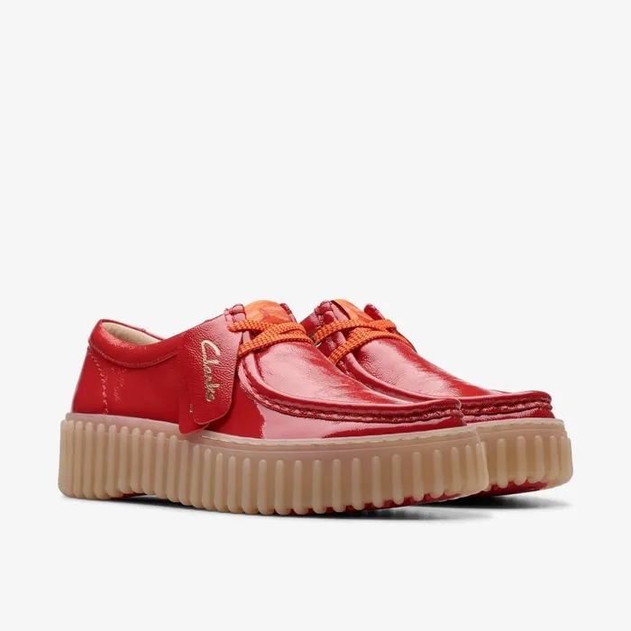 Torhill Bee Red Patent Women Clarks Platforms