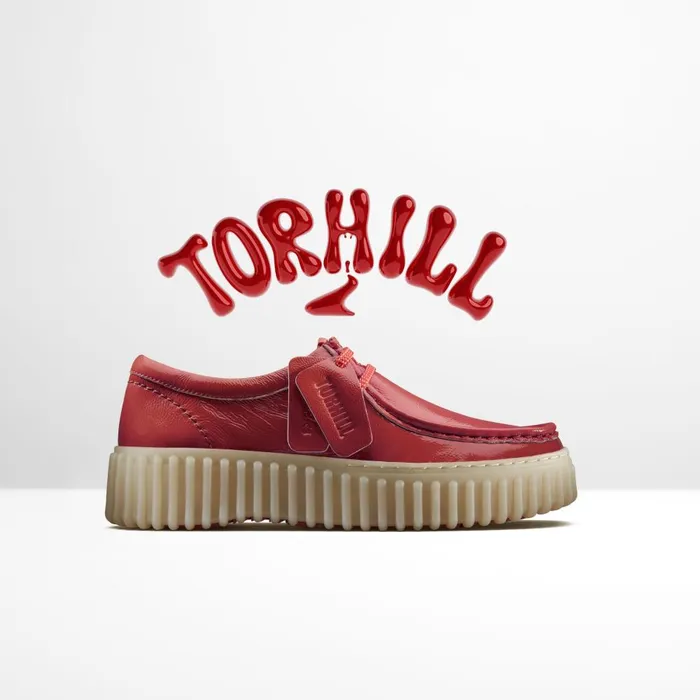 Torhill Bee Red Patent Women Clarks Platforms