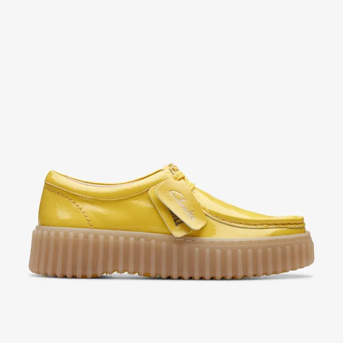 Torhill Bee Yellow Patent Women Clarks Platforms