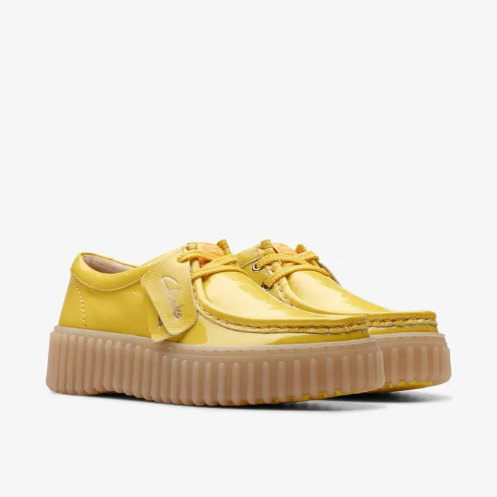 Torhill Bee Yellow Patent Women Clarks Platforms