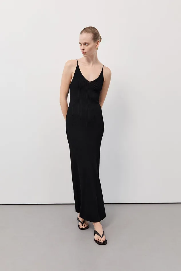 TORI BLACK KNIT MIDI DRESS Women DISSH Knit Dresses