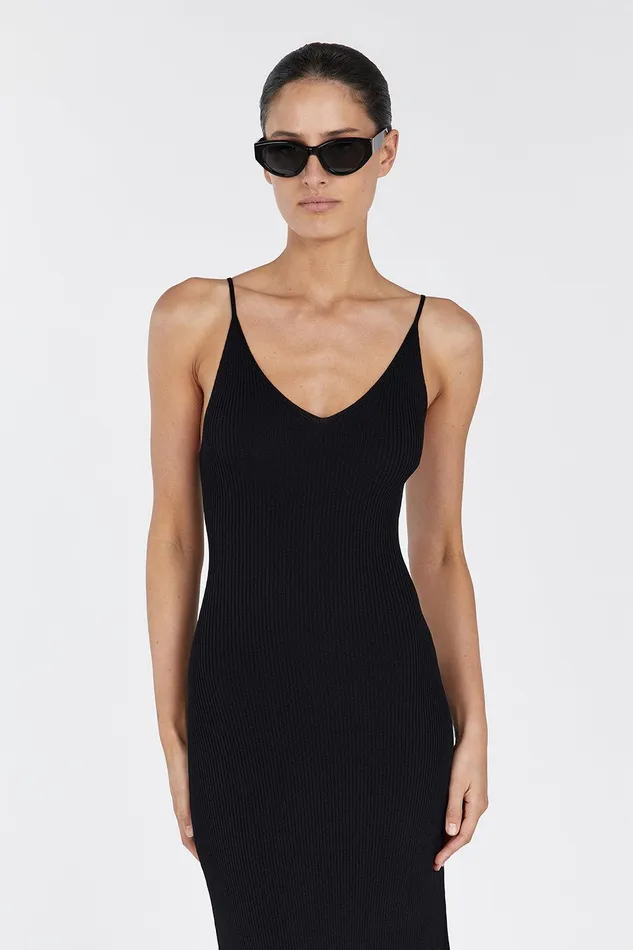 TORI BLACK KNIT MIDI DRESS Women DISSH Knit Dresses