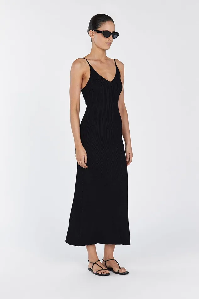 TORI BLACK KNIT MIDI DRESS Women DISSH Knit Dresses