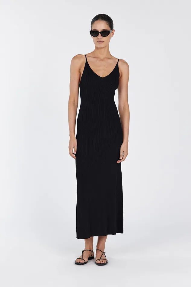 TORI BLACK KNIT MIDI DRESS Women DISSH Knit Dresses