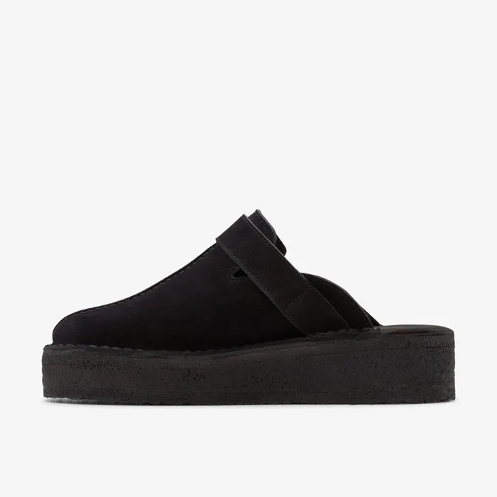 Trek Wedge Mule Black Suede Women Clarks Clogs and Mules