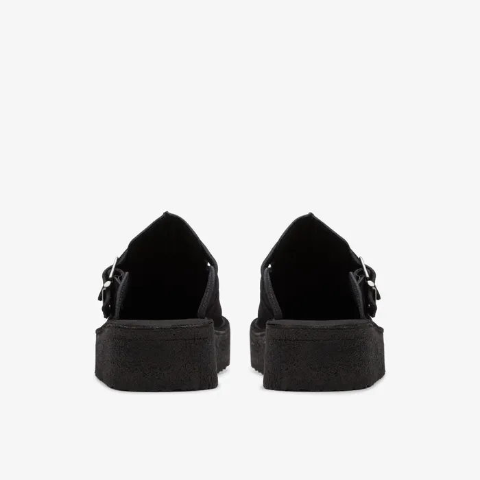 Trek Wedge Mule Black Suede Women Clarks Clogs and Mules