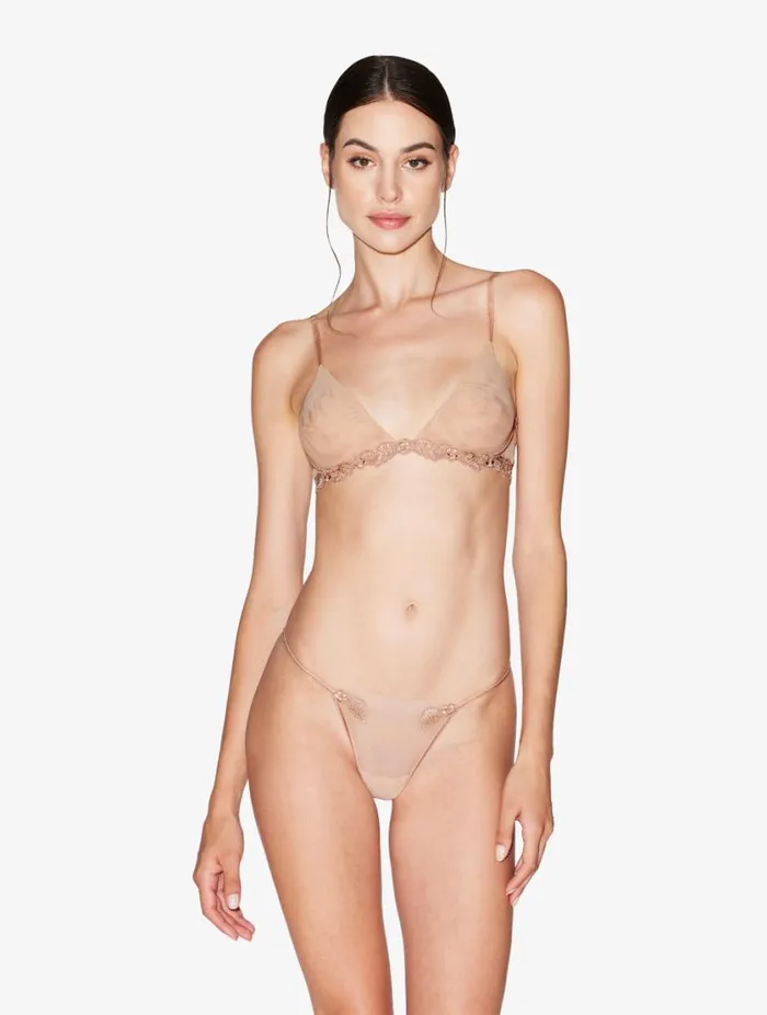 Triangle Bra In Sand Stretch Tulle Lingerie La Perla Triangle
