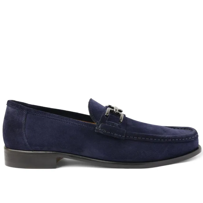 Trieste Classic Leather Moccasin 8211 Navy Suede Men Bruno Magli Casual Shoes