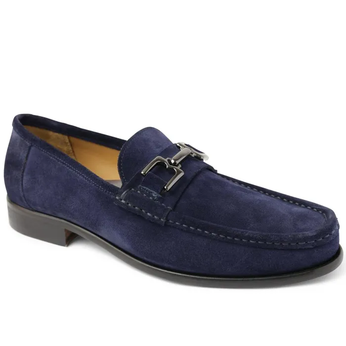 Trieste Classic Leather Moccasin 8211 Navy Suede Men Bruno Magli Casual Shoes