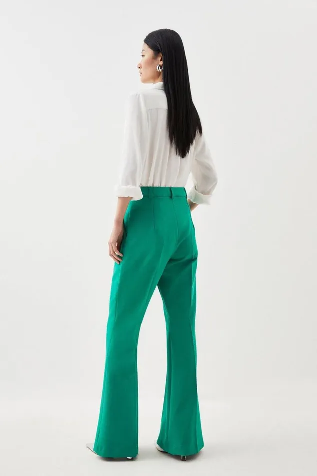 Trousers Women Karen Millen Clean Tailored Kickflare Trousers Green