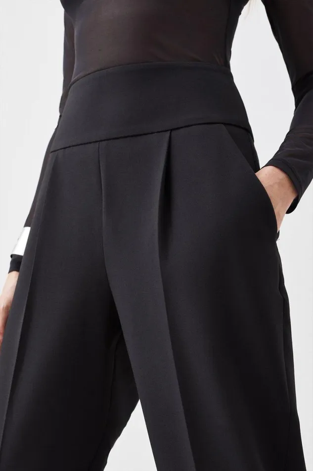 Trousers Women Karen Millen Compact Stretch High Waisted Straight Leg Trouser Black