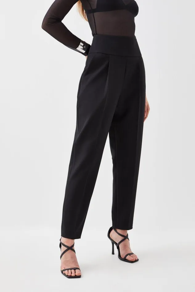Trousers Women Karen Millen Compact Stretch High Waisted Straight Leg Trouser Black