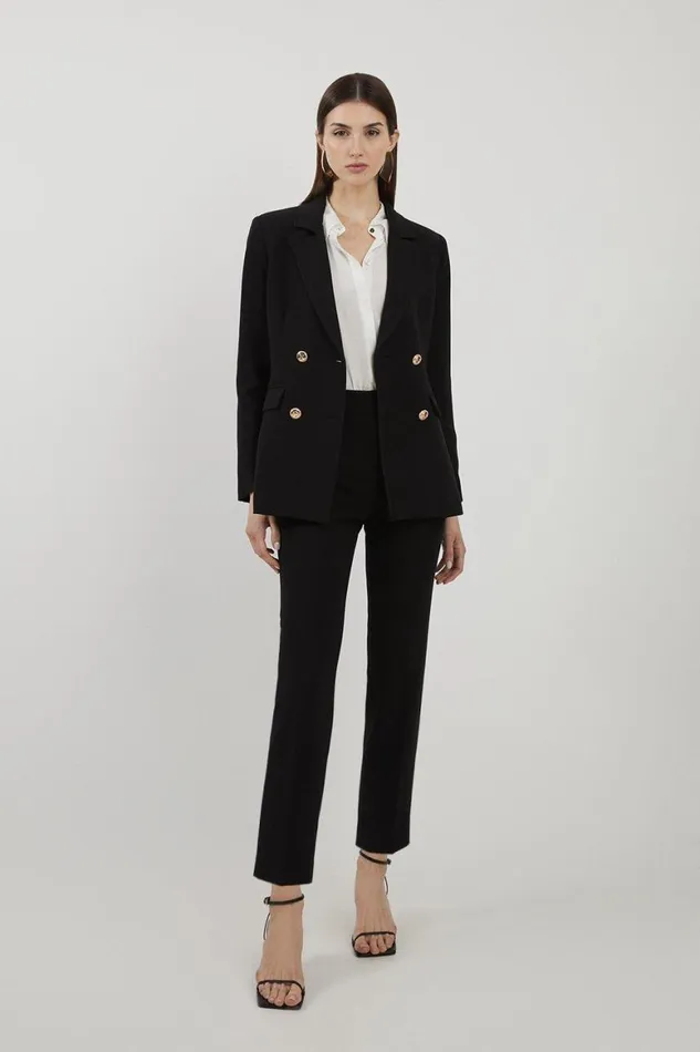 Trousers Women Karen Millen Tailored High Waisted Slim Leg Trousers Black