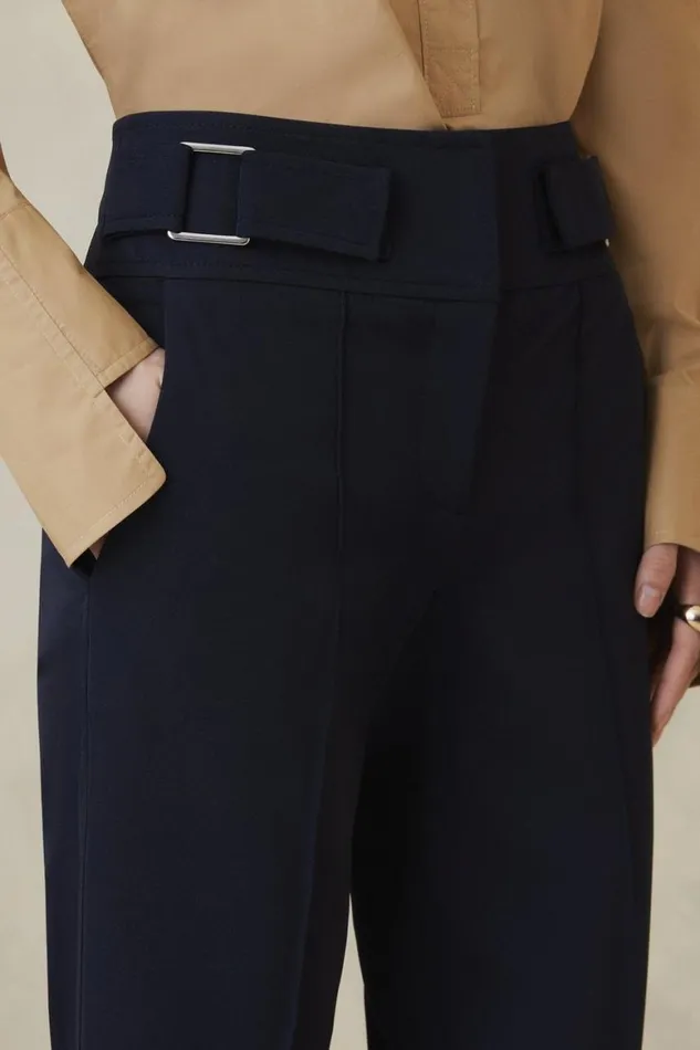 Trousers Women Karen Millen The Founder Italian Technical Stretch Slim Leg Trouser Navy