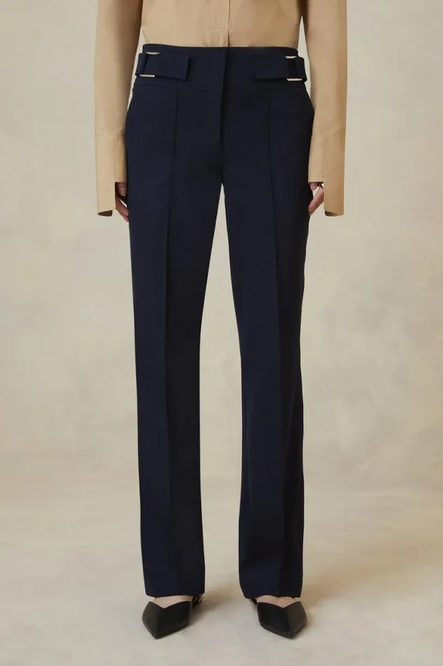 Trousers Women Karen Millen The Founder Italian Technical Stretch Slim Leg Trouser Navy